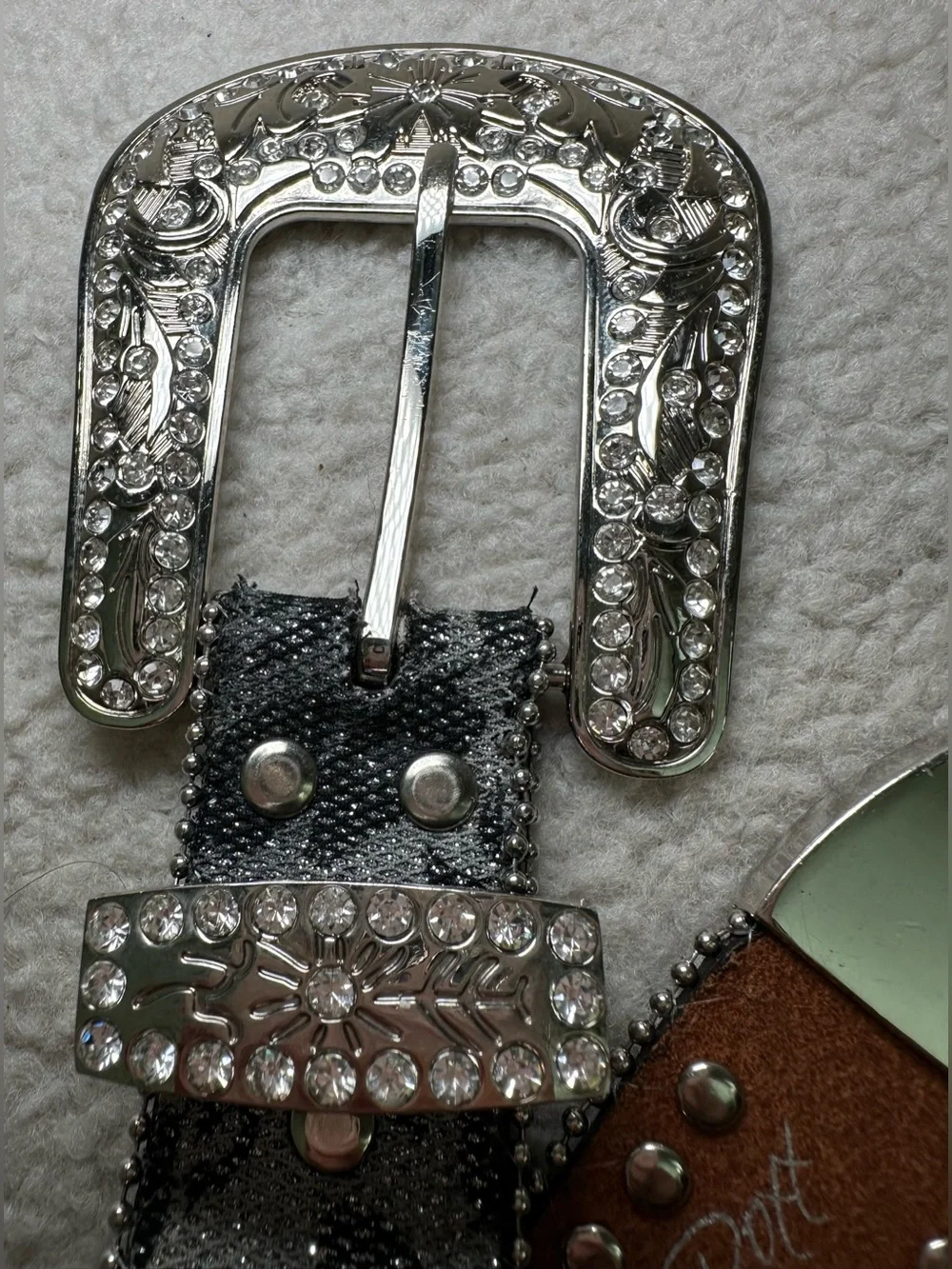 Blazin‎ Roxx Y2K Rhinestone Belt Bling Buckle Western Cowgirl Grey Gray Leopard